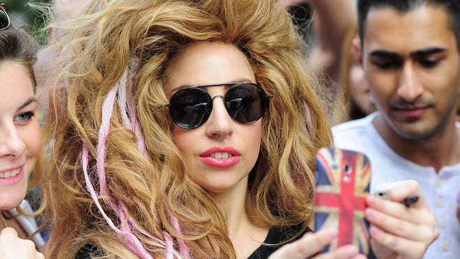 Lady Gaga greets fans in London on Aug. 30.