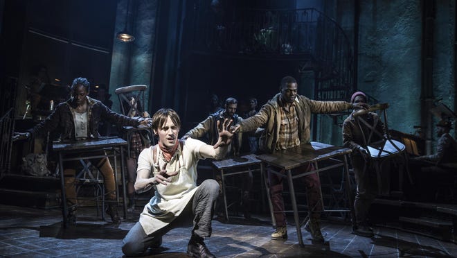 Reeve Carney and the cast are shown during a performance of “Hadestown,” directed by Rachel Chavkin. The musical was nominated for 14 Tony awards on Tuesday.