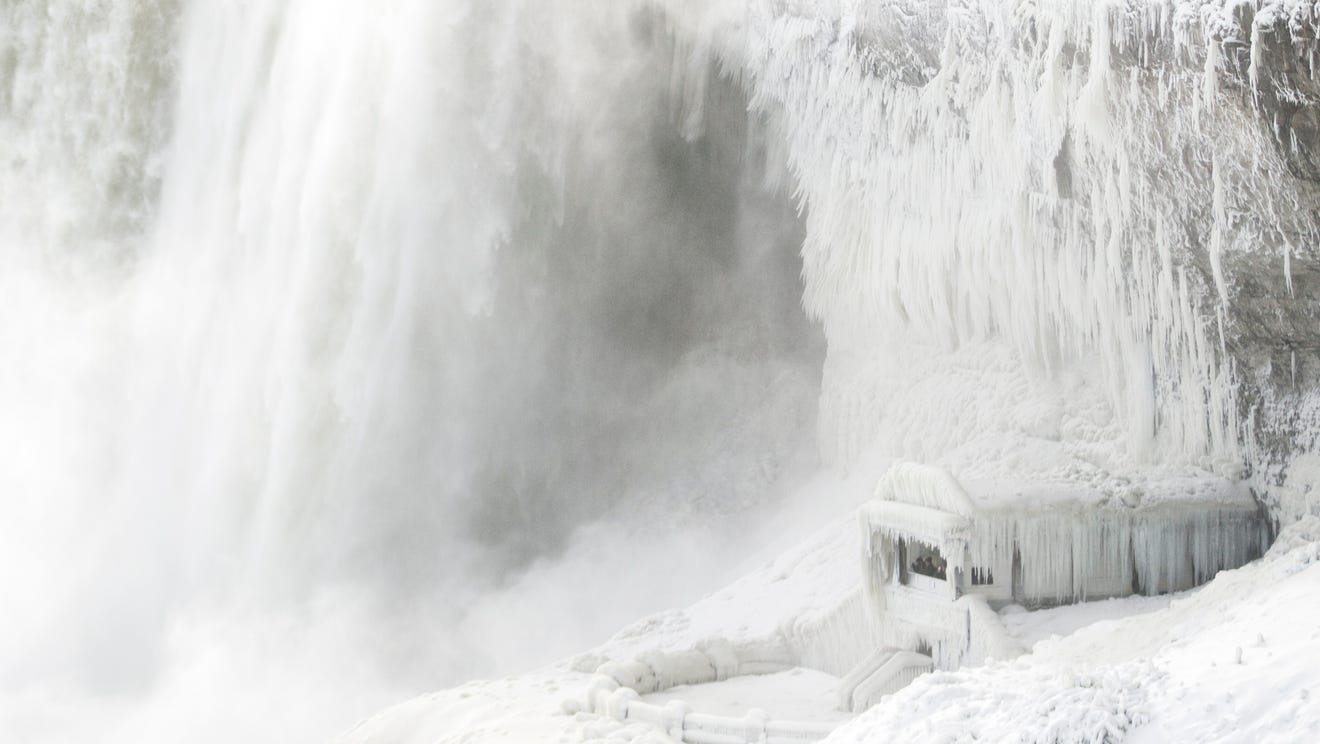 Niagara Falls frozen, covered in ice seen in stunning images