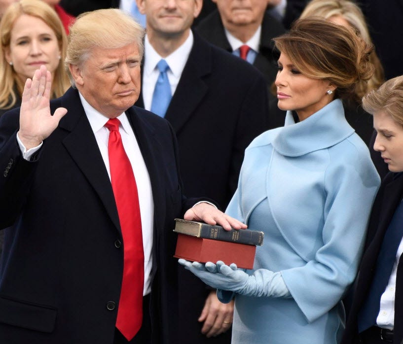President Trump takes the oath of office on Jan. 20, 2017.