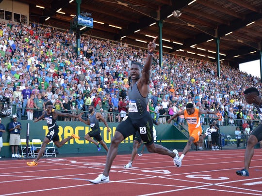 Justin Gatlin does it, winning U.S. Olympic Trials 100m