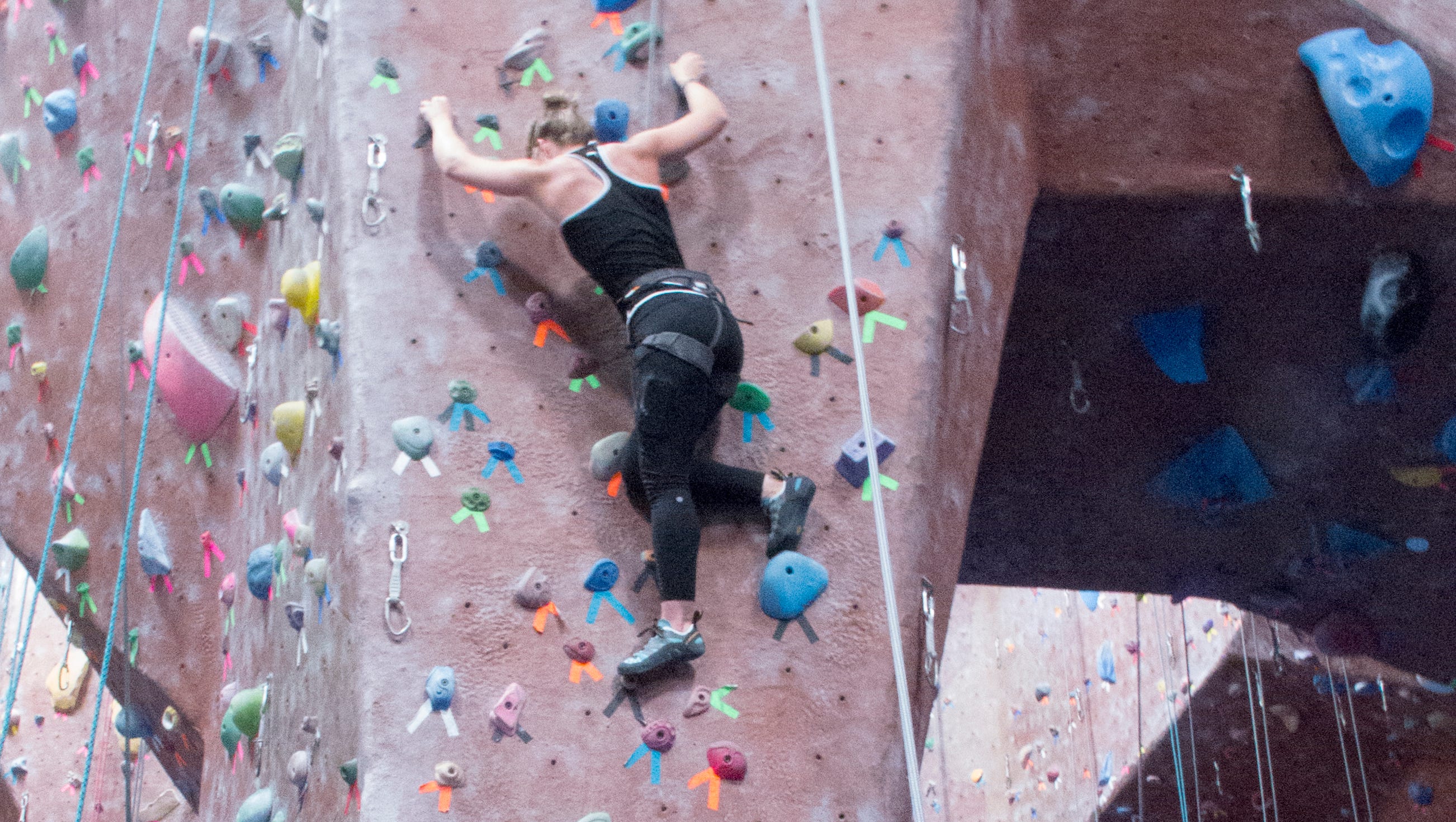 Indoor rock climbing gyms offer all the thrills of the outdoor sport