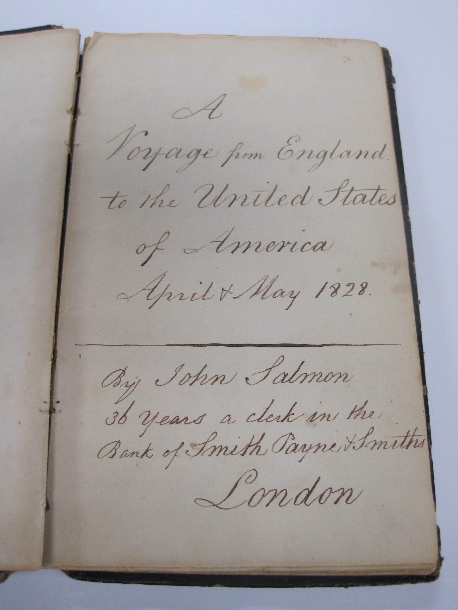 This is an excerpt from John Salmon’s 1828 journal which chronicled his journey from England to America.