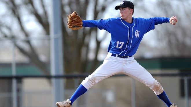Oshkosh West's Jake Guenther unleashes a pitch against Fond du Lac during a 2015 game.