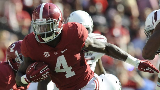 T.J. Yeldon rushed for 979 yards and 11 touchdowns in 13 games in the 2014 season at Alabama.