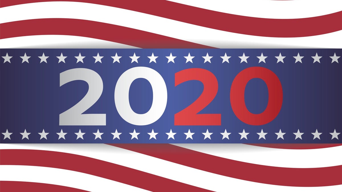 A 2020 U.S. presidential election banner.