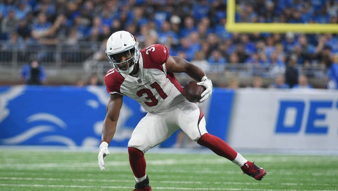 Arizona Cardinals running back David Johnson (31) runs the ball during the game against the Detroit Lions at Ford Field.
