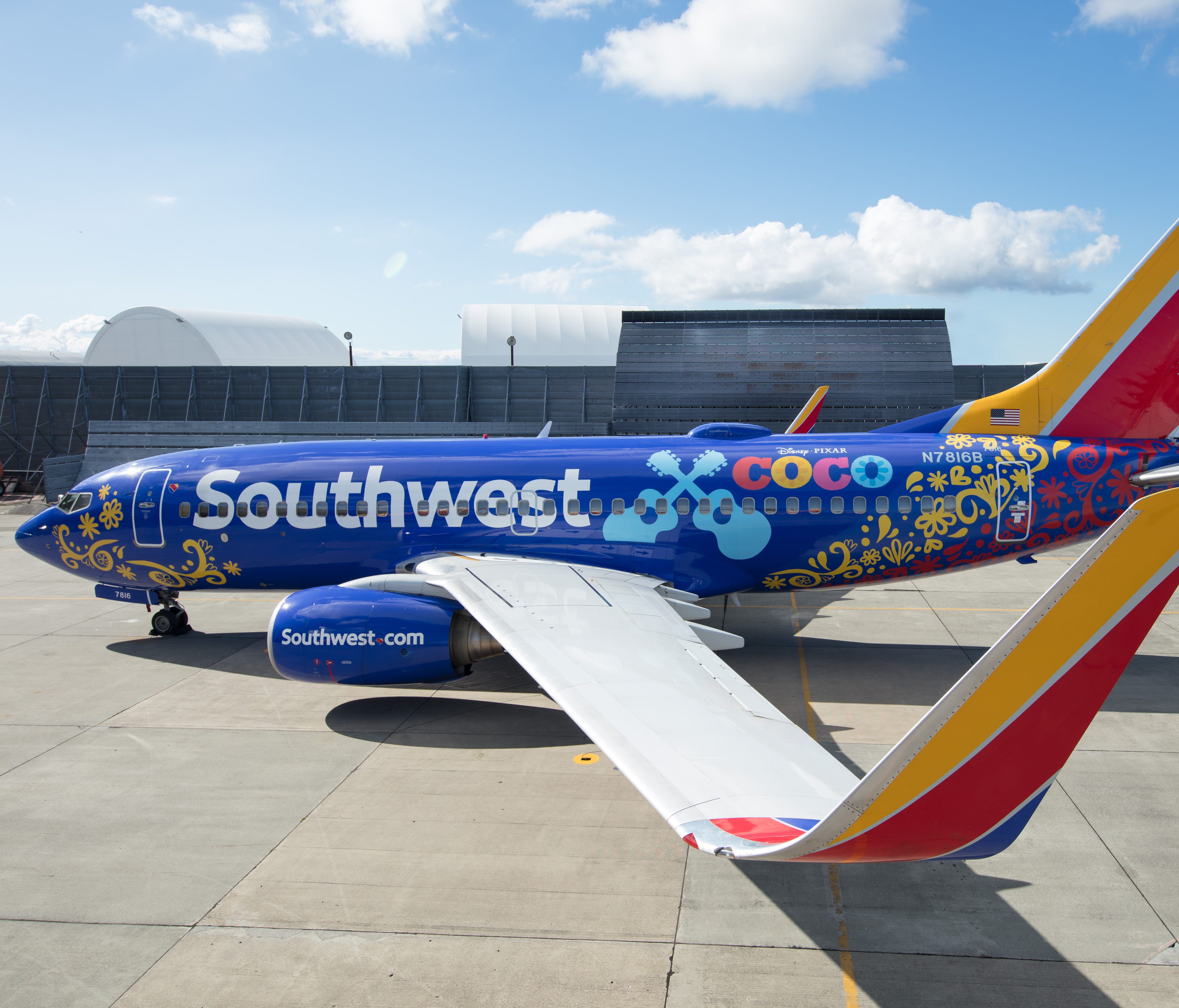 Southwest Airlines unveiled one of its Boeing 737s painted to in the colors of 