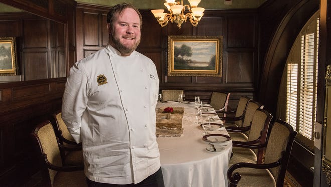 Chef de Cuisine Nick Sullivan in the Al Capone Room at The Oakroom at The Seelbach Hilton.