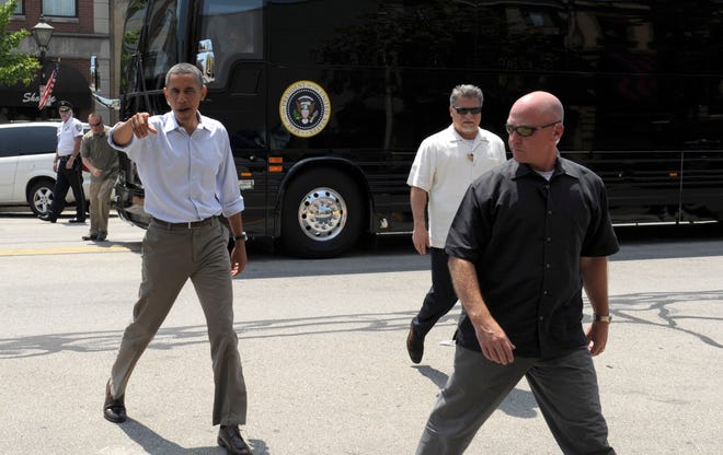 President Obama during a bus tour in 2012.