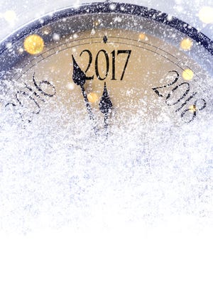 Countdown to midnight. Retro style clock counting last moments before Christmas or New Year 2017.