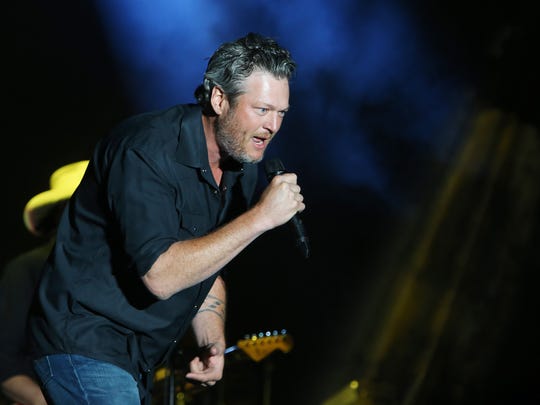 Blake Shelton performs during the Country Thunder music festival in Florence on Sunday, April 9, 2017.