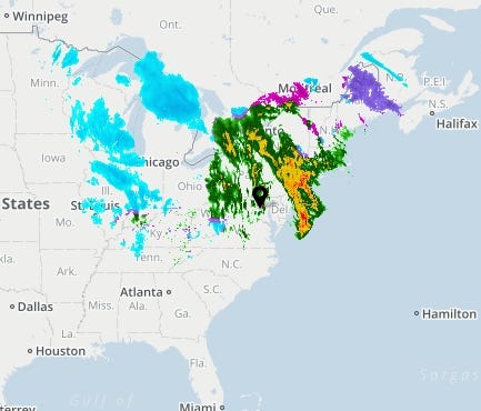 The USA TODAY Weather map showed storms moving across the U.S. on Monday, April 16, 2018.