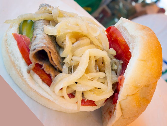 A steak sandwich from The York Little Theater stand.