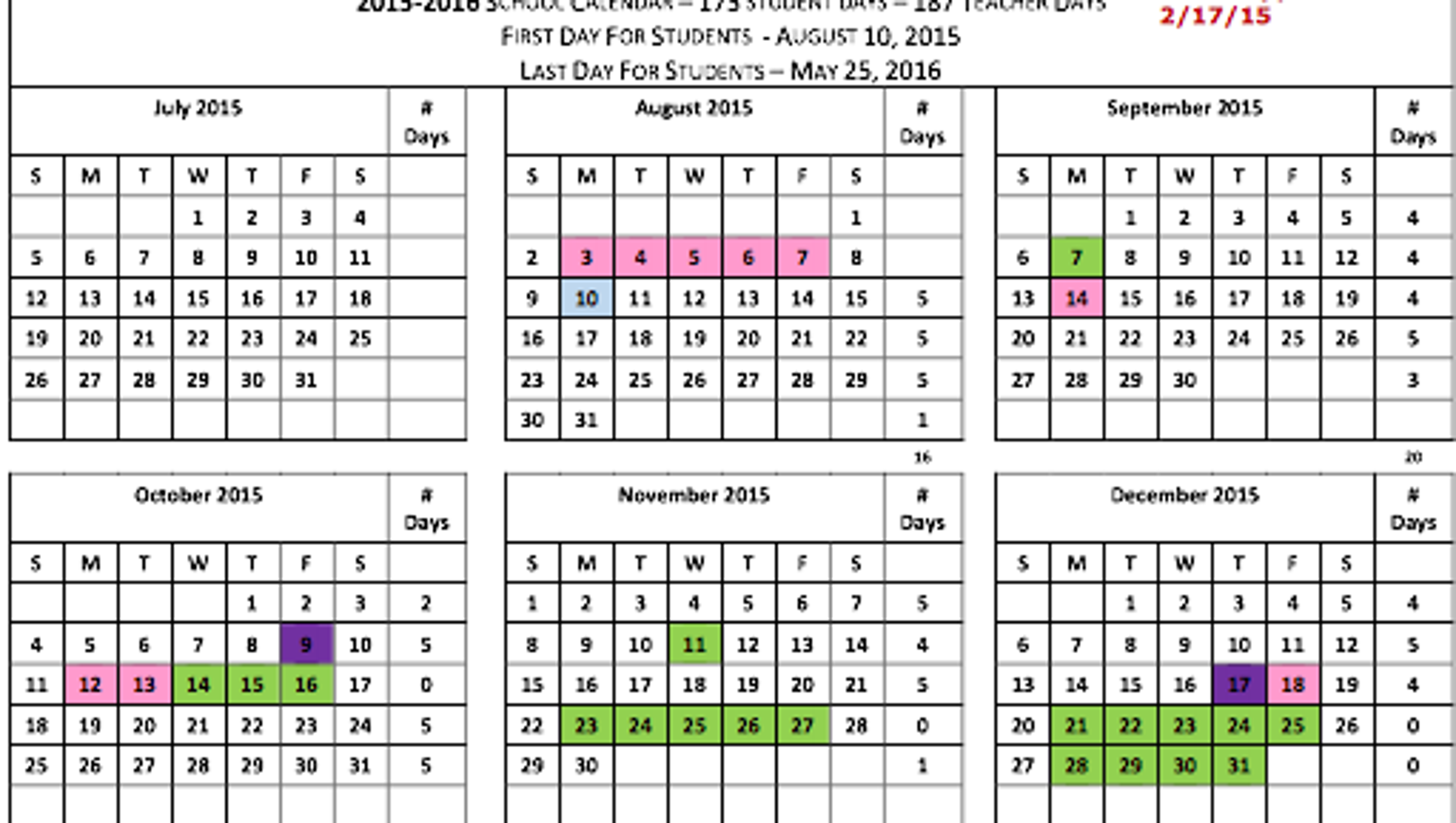 Elmore County Public Schools calendar