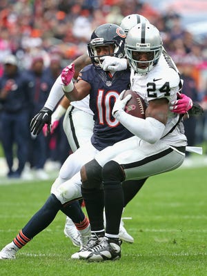At age 39, former Michigan Heisman Trophy winner Charles Woodson is still amazing. His five interceptions are tied for the league lead.