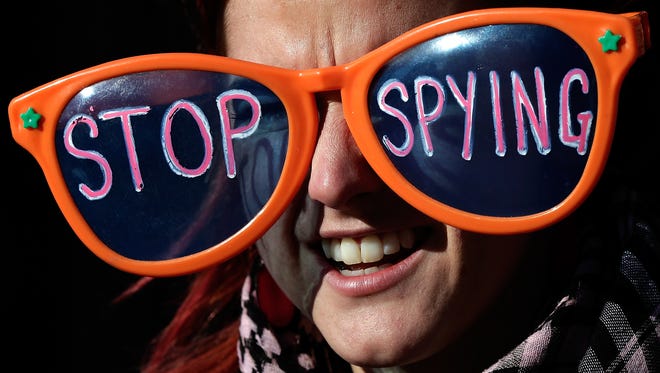 An activist protesting NSA surveillance in January, 2014.