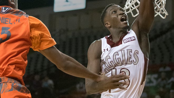 Sidy N'Dir and the New Mexico State Aggies host Grand Canyon in "Pack the Pan Am" on Saturday night.