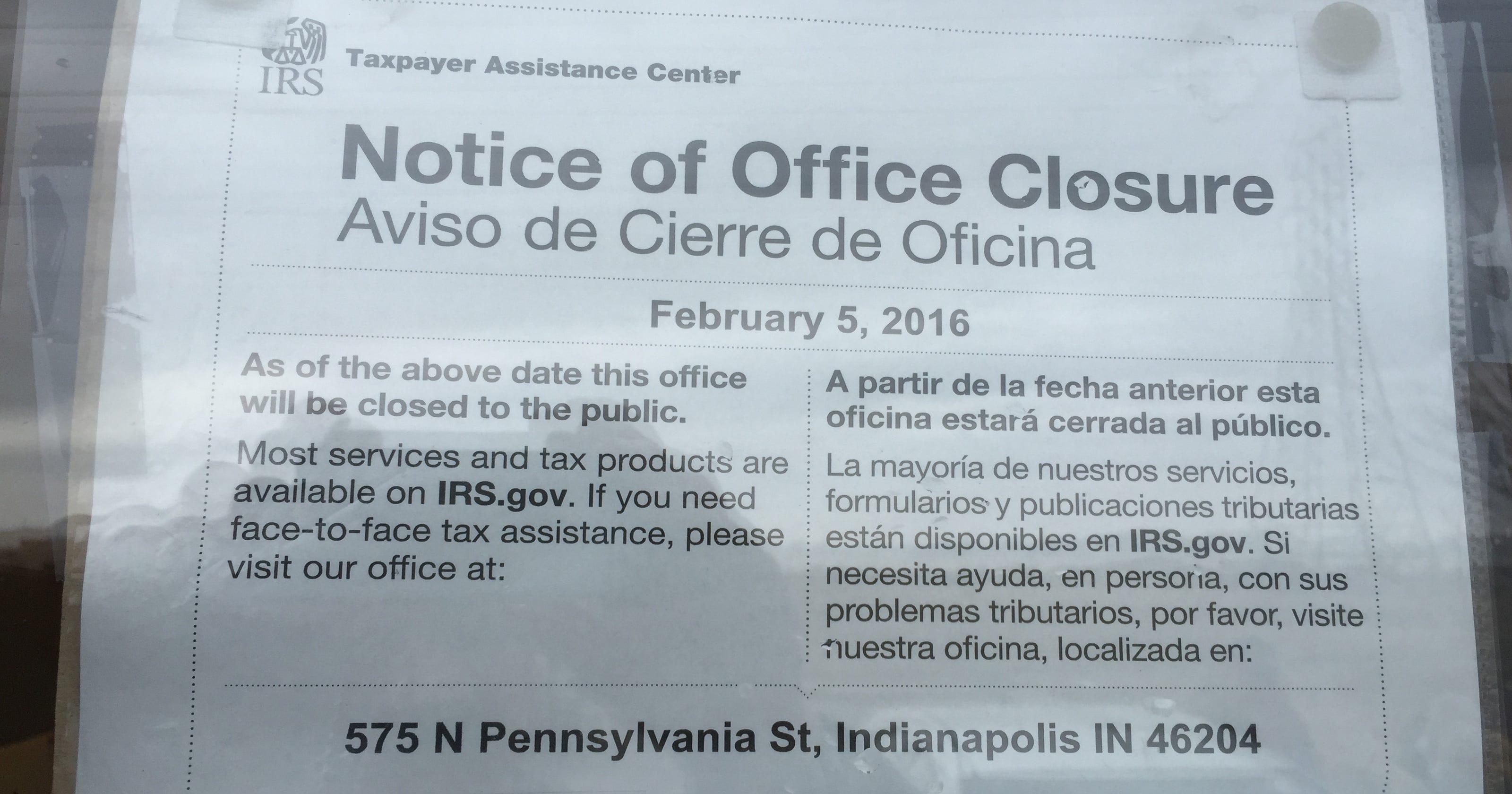 Local IRS office closes Friday