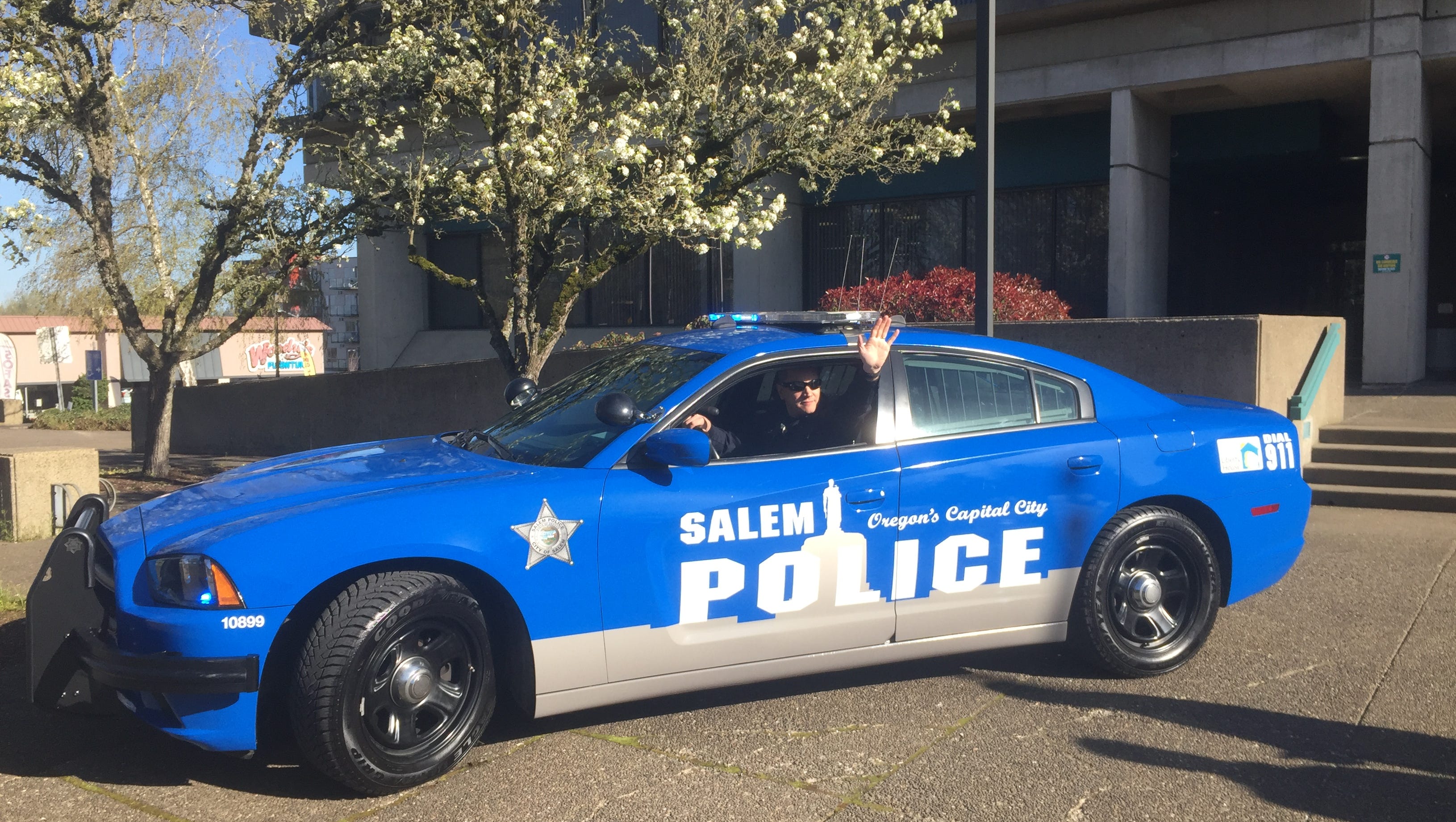 Blue Salem police car debuts for child abuse prevention month