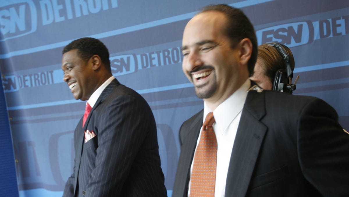 Rod Allen, left, and Mario Impemba in the Fox Sports Detroit studio in 2006.