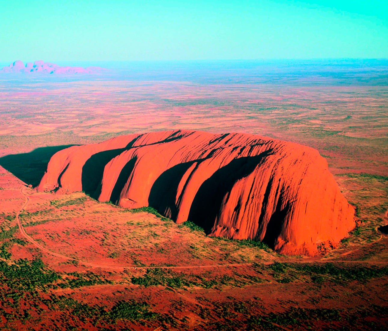 Uluru, a huge sandstone monolith sacred to Aborigines in Australia.