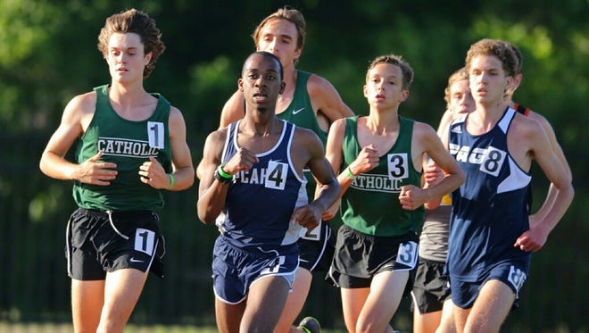 Catholic senior Georde Goodwyn (far left) competes in the 3200-meter race in Murfreesboro on May 25 during TSSAA Spring Fling.