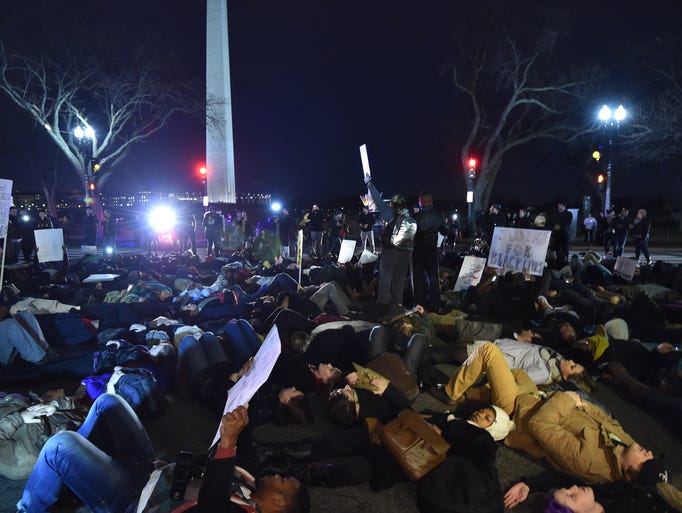 Protesters on the streets of Washington, D.C., Thursday.