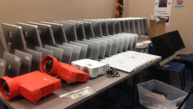 18 MacBook Airs, 19 MacBook Desktops, two extra-large MacBook Desktops and three projectors were recovered in a Maryvale middle school burglary.