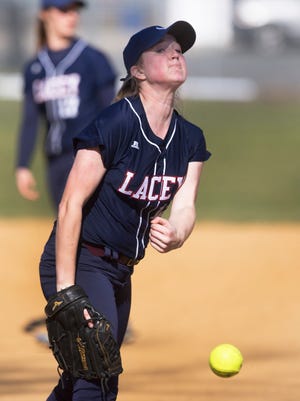 Lacey pitcher Chelsea Howard.  Lacey softball vs Toms River South in Toms River NJ on April 15, 2016