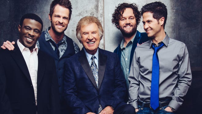 Wes Hampton, seen here on the far right with the rest of the Gaither Vocal Band, will perform as a solo act at A Night of Glory for Lori at West Jackson Baptist Church on June 15.