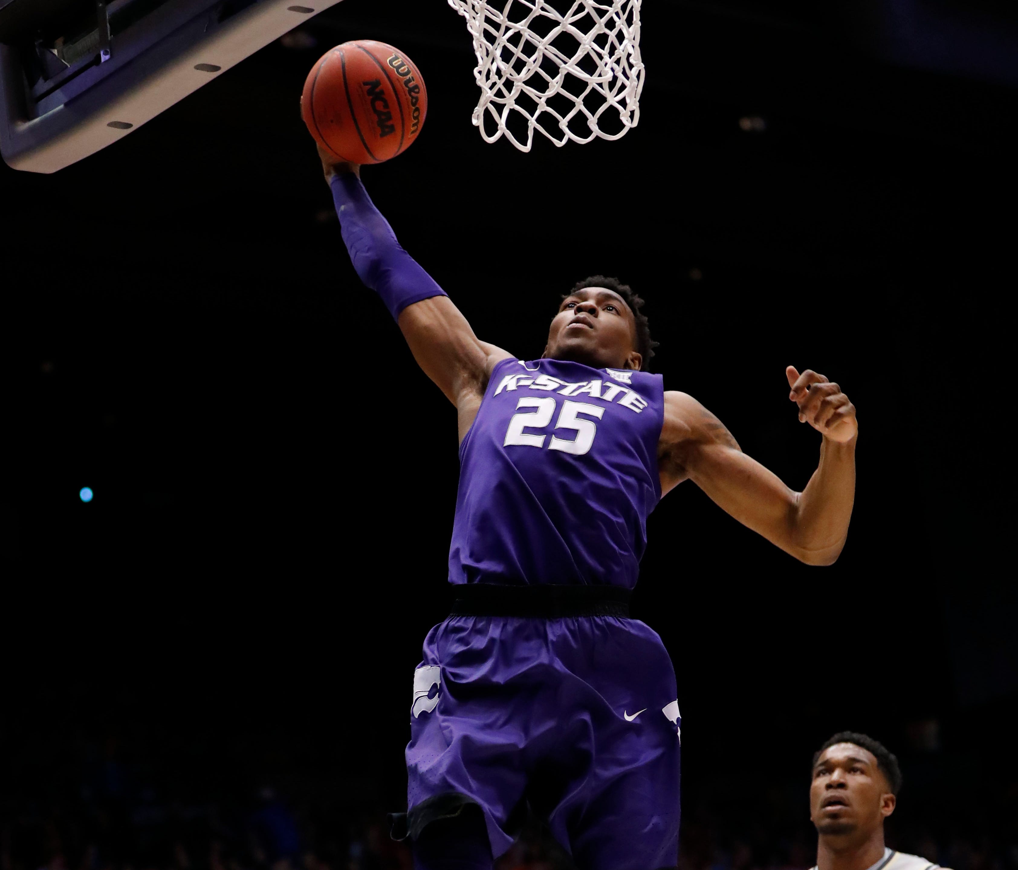 Kansas State Wildcats forward Wesley Iwundu (25) goes to the basket in the first half against the Wake Forest Demon Deacons in the first four of the 2017 NCAA Tournament at Dayton Arena.