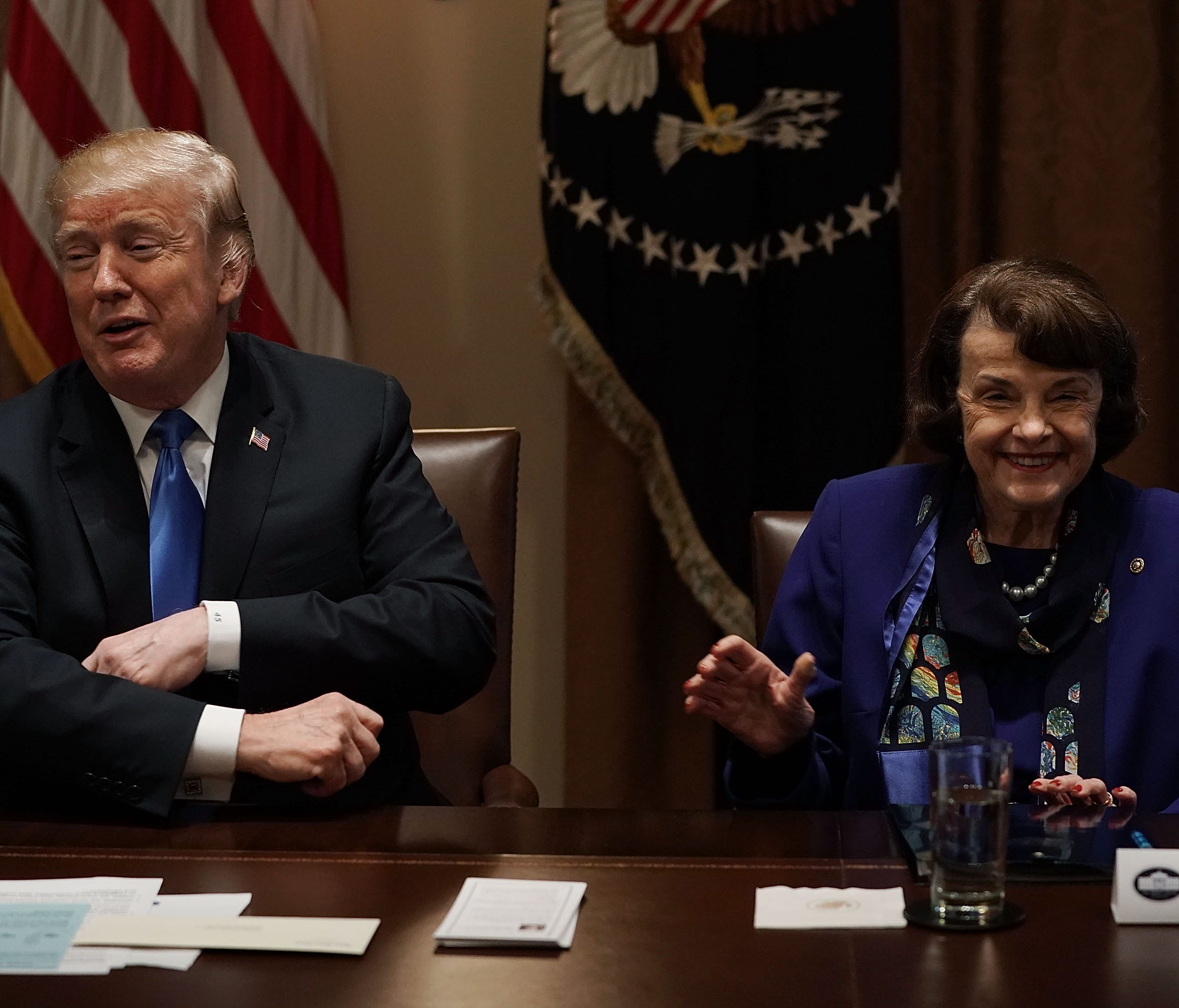 President Trump and Sen. Dianne Feinstein, D-Calif.