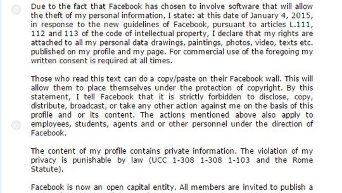 Hoax Don T Copy And Paste That Copyright Facebook Message