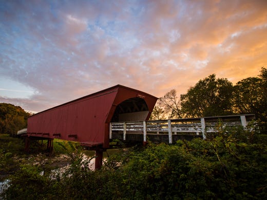 The Roseman covered bridge in Madison County Tuesday,