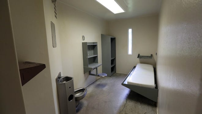A cell in the Security Housing Unit at James T. Vaughn Correctional Center on April 7 is shown. A transgender inmate is suing top Delaware prison officials for violating her constitutional rights.