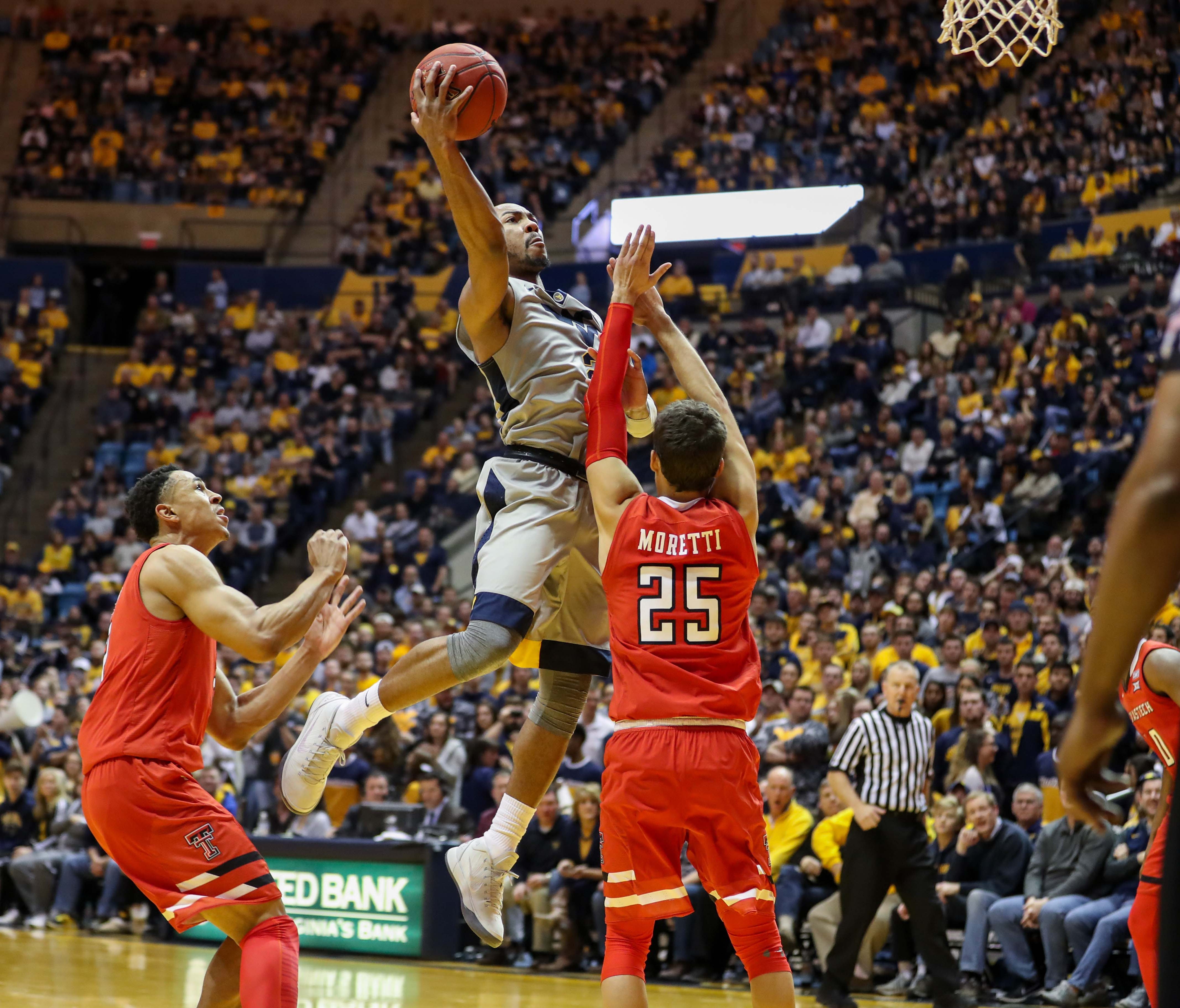 West Virginia Mountaineers guard Jevon Carter (2) shoots in the lane during the second half against the Texas Tech Red Raiders at WVU Coliseum.