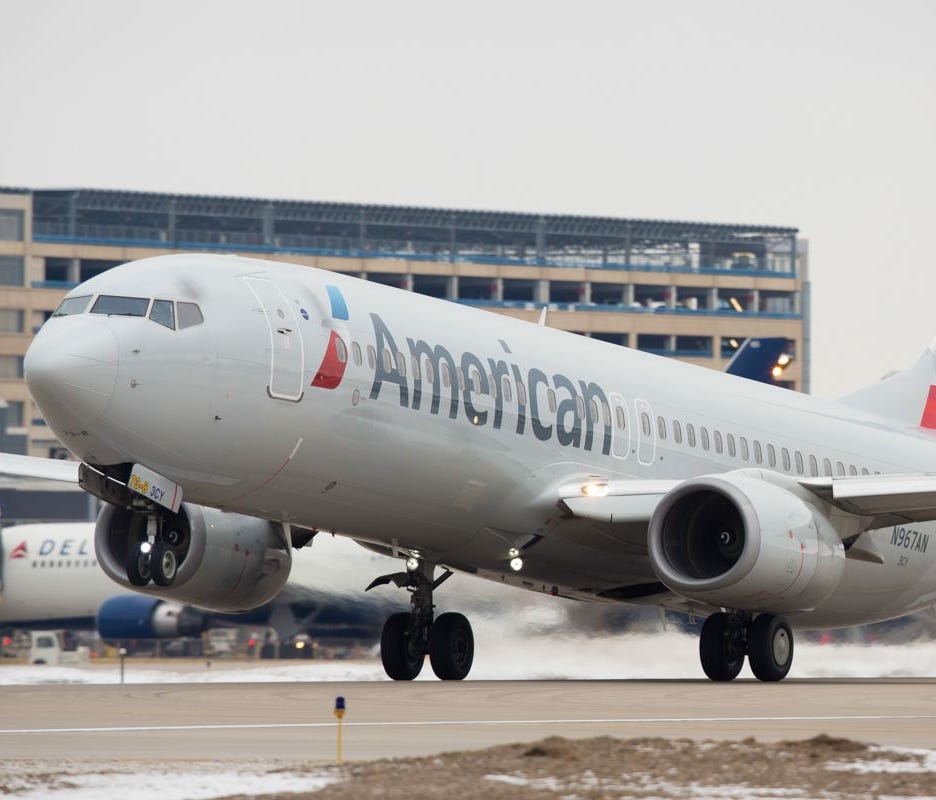 This file photo January 2017 shows an American Airlines Boeing 737 taking off from Minneapolis St-Paul International Airport.