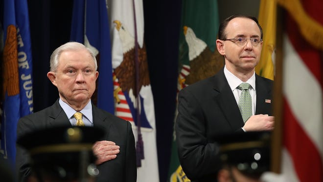 Attorney General Jeff Sessions, left, and Deputy Attorney General Rod Rosenstein.