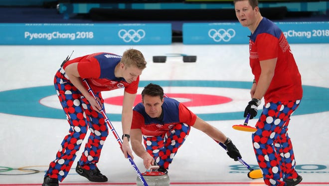 Norway competes in a curling game at a prior Olympic Games.