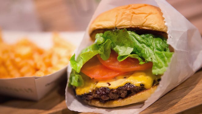 A cheeseburger and french fries from Shake Shack in Chicago.