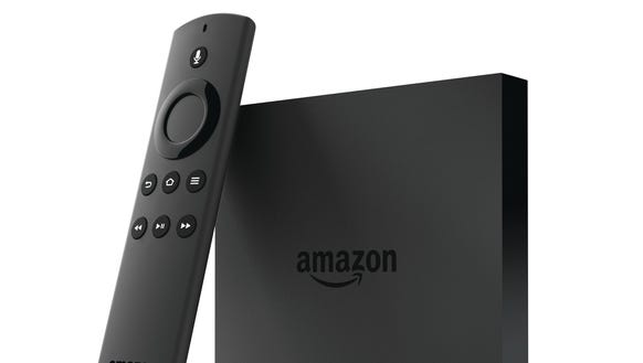 Amazon Fire TV with voice remote.