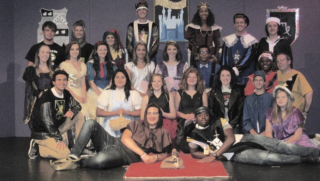 Pictured is the cast of Fractured: Front row, l to r: Anthony De La Rosa (Jack Bean), Demarco Placide (Prince Braggart). Second row, l to r: Kohen Williams (Prince Namby-Pamby), Luci Fernandez (Dorothy), Myah Forbes (Zelda), Kensie McKee (Zerene), Tessa Fralinger (Ciji), Zach Blaylock (Jack B. Nimble), Allison Roberts (Wizard). Third row,  l to r: Bayleigh Gibson (Mama), Peyton White (Beauty), Juliette Spurling (Snow White), Lauren Hale (Cinderella), Aby Coca (Esmeralda), Savon Yarbrough (Lance A. Lot), Caelan Fuqua (Jack N. Jill), Mr. Randy Burse (GHS Theatre Director.) Back row, l to r: Jay Ingersol (lights/sound), Michael Kochinski (Guard), Jillian Donoho (Jester), Kyle Rhodes (King/Co-Director), Shardanay Smith (Queen/Co-Director), Landon Taylor (Prince Lewd), Isaih Hughes (Tin Man).