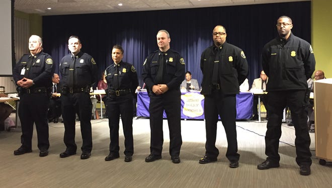 Detroit Police announced new promotions to commander and captain on Thursday, April 7 at Detroit Public Safety Headquarters in Detroit.
