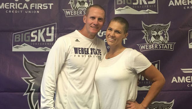 Weber State head football coach Jay Hill and his wife Sara. Sara has recently begun treatments for Hodgkins lymphoma.