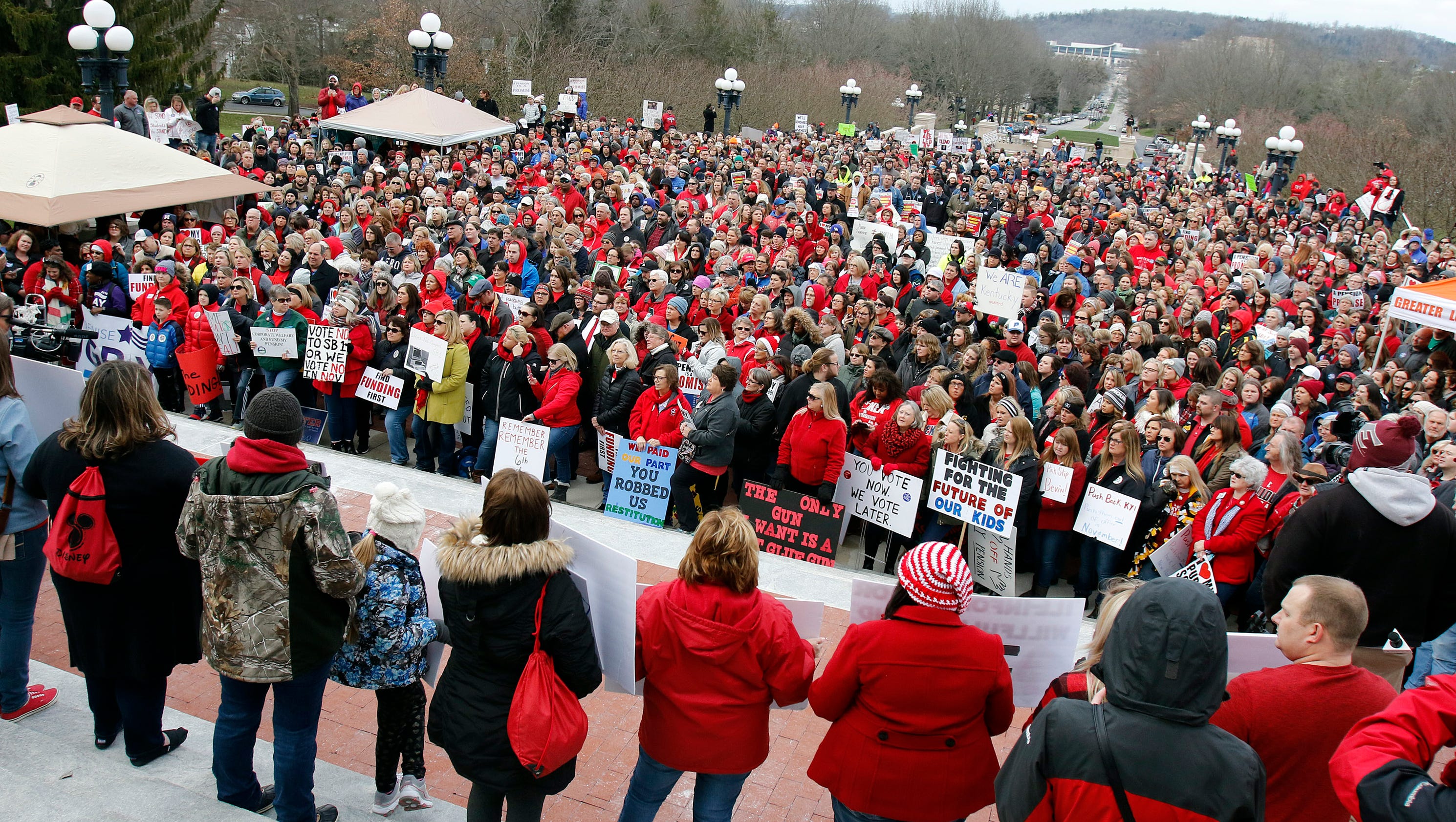 Kentucky pension reform bill alive teachers Capitol protest