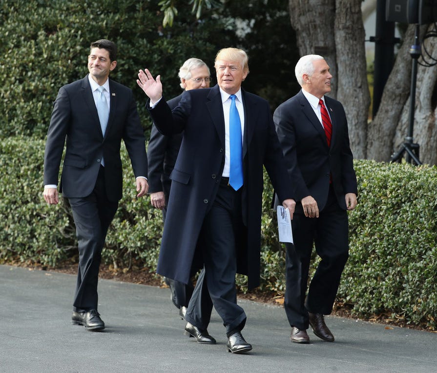 President Trump with Vice President Pence and GOP congressional leaders, Dec. 20, 2017, Washington.