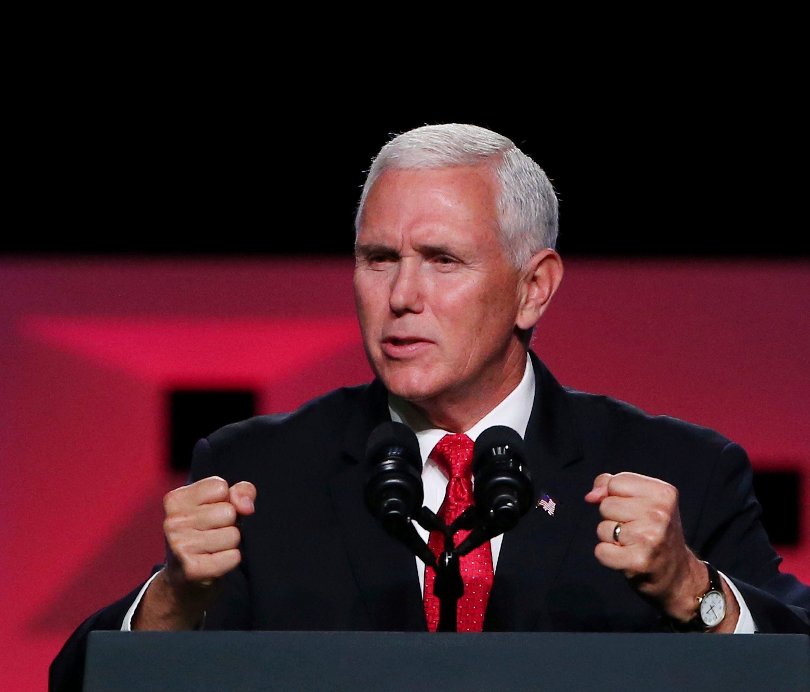 Vice president Mike Pence speaks at the annual meeting of The Southern Baptist Convention at the Kay Bailey Hutchison Convention Center in Dallas Wednesday, June 13, 2018.
