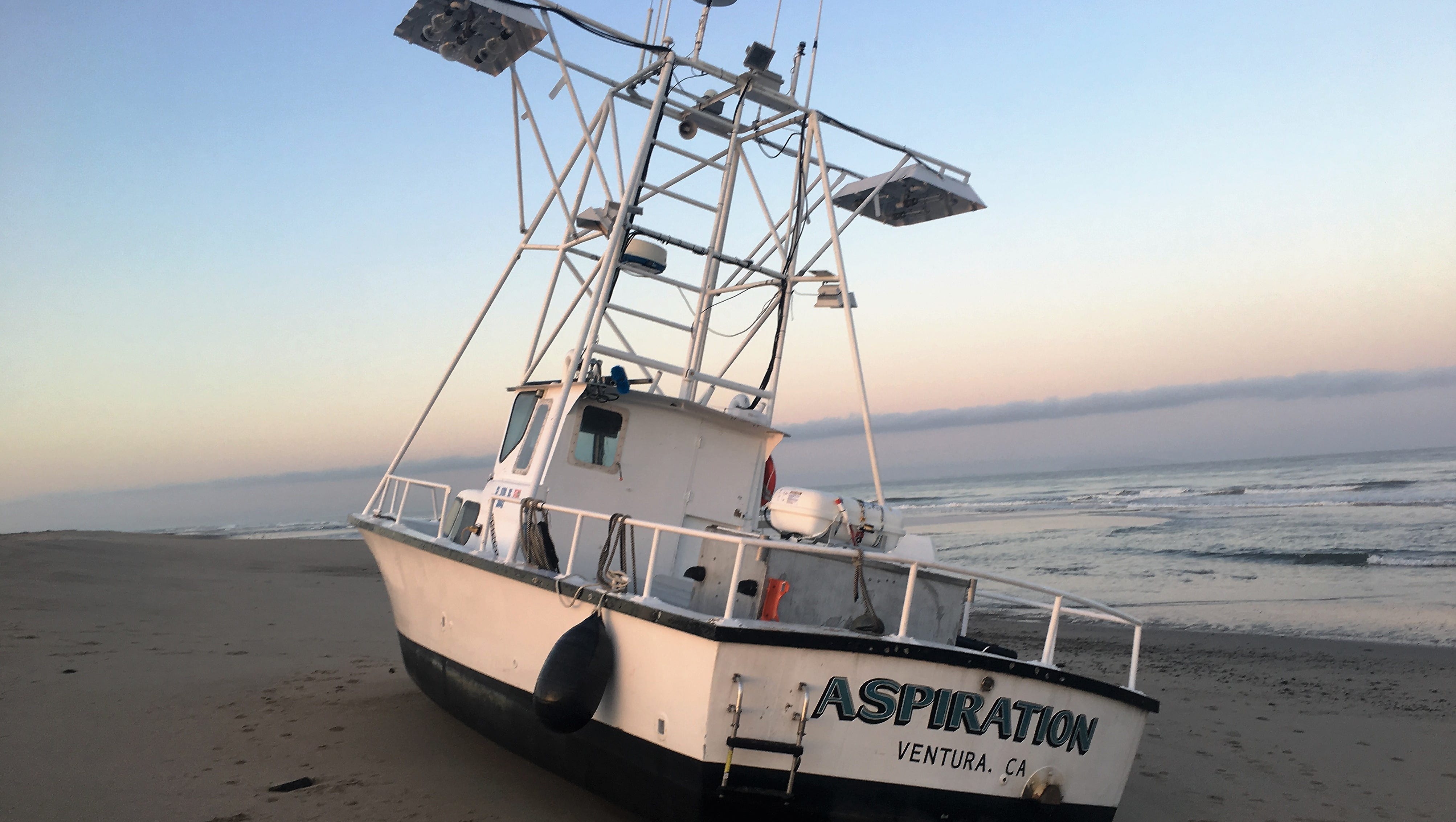 Commercial fishing boat runs aground near Ventura Harbor