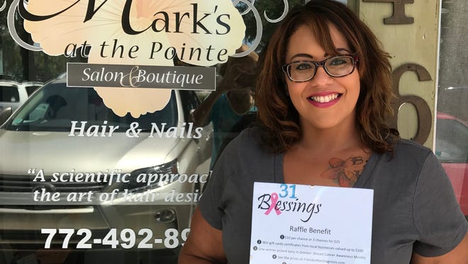 Natalie Velasquez, salon manager for Mark’s at the Pointe, which is one of the raffle ticket sale locations.